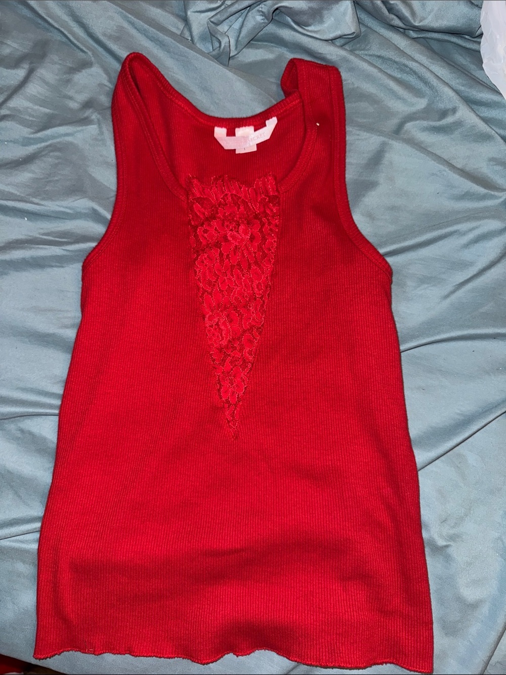 Plunging V sexy revealing hood Lace-Inset Ribbed Tank Top